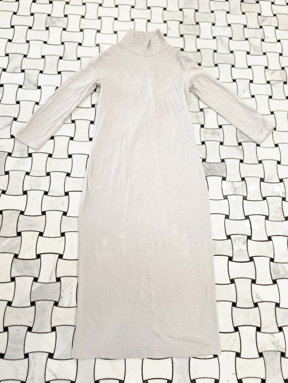 James Perse Size 1 / Small Ivory Cotton Dress. 3/4 Sleeve. Mock Neck